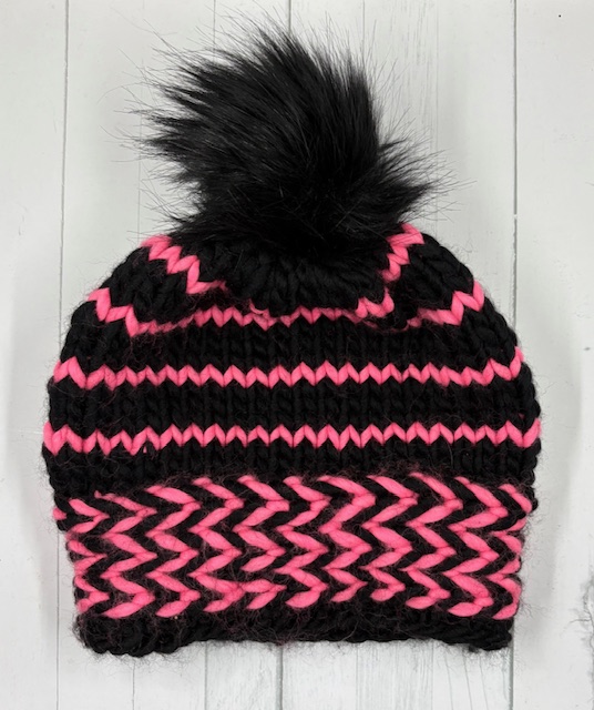 Neon Beanie with Latvian Braids