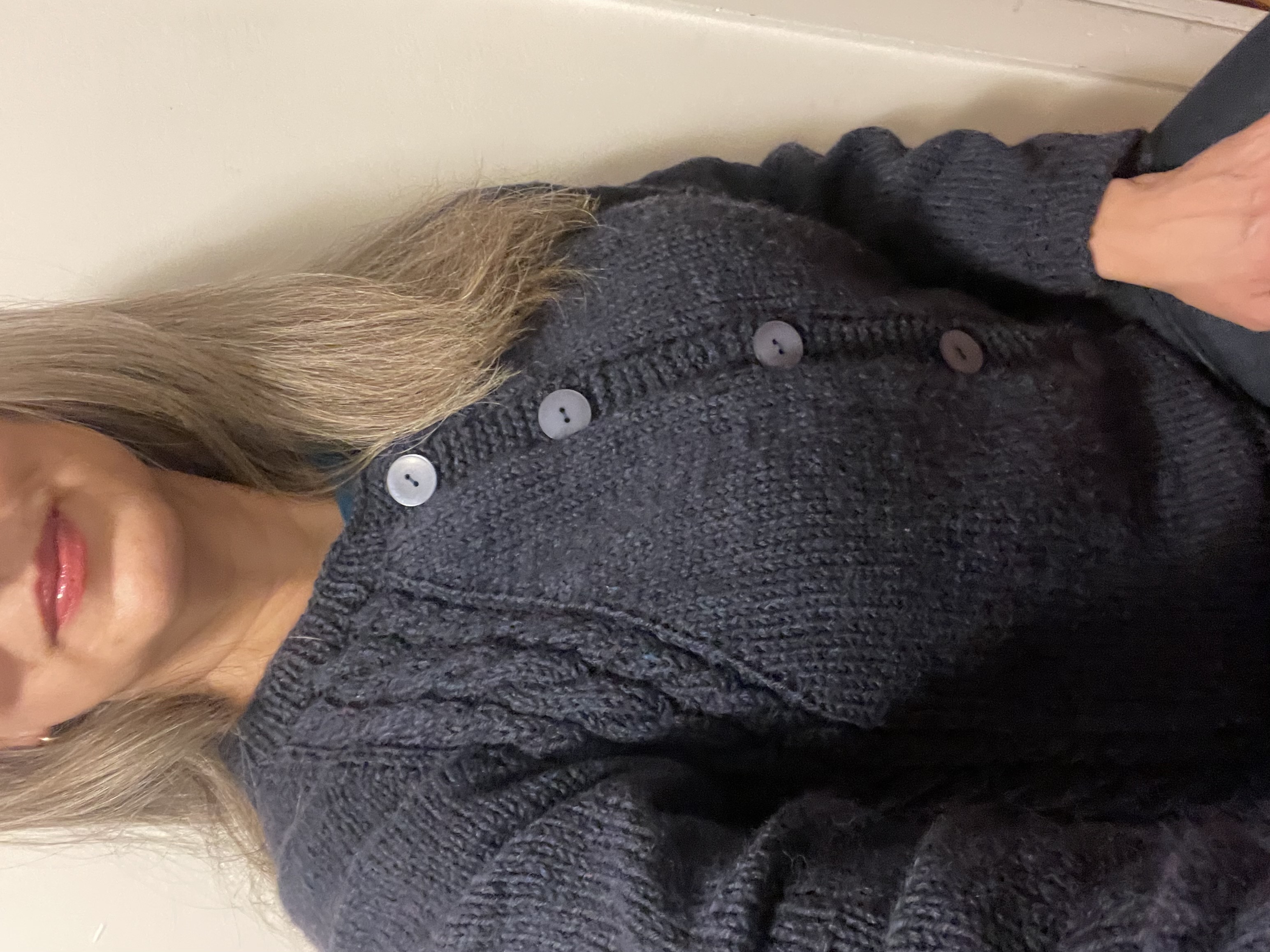 New blue cardigan for Michele