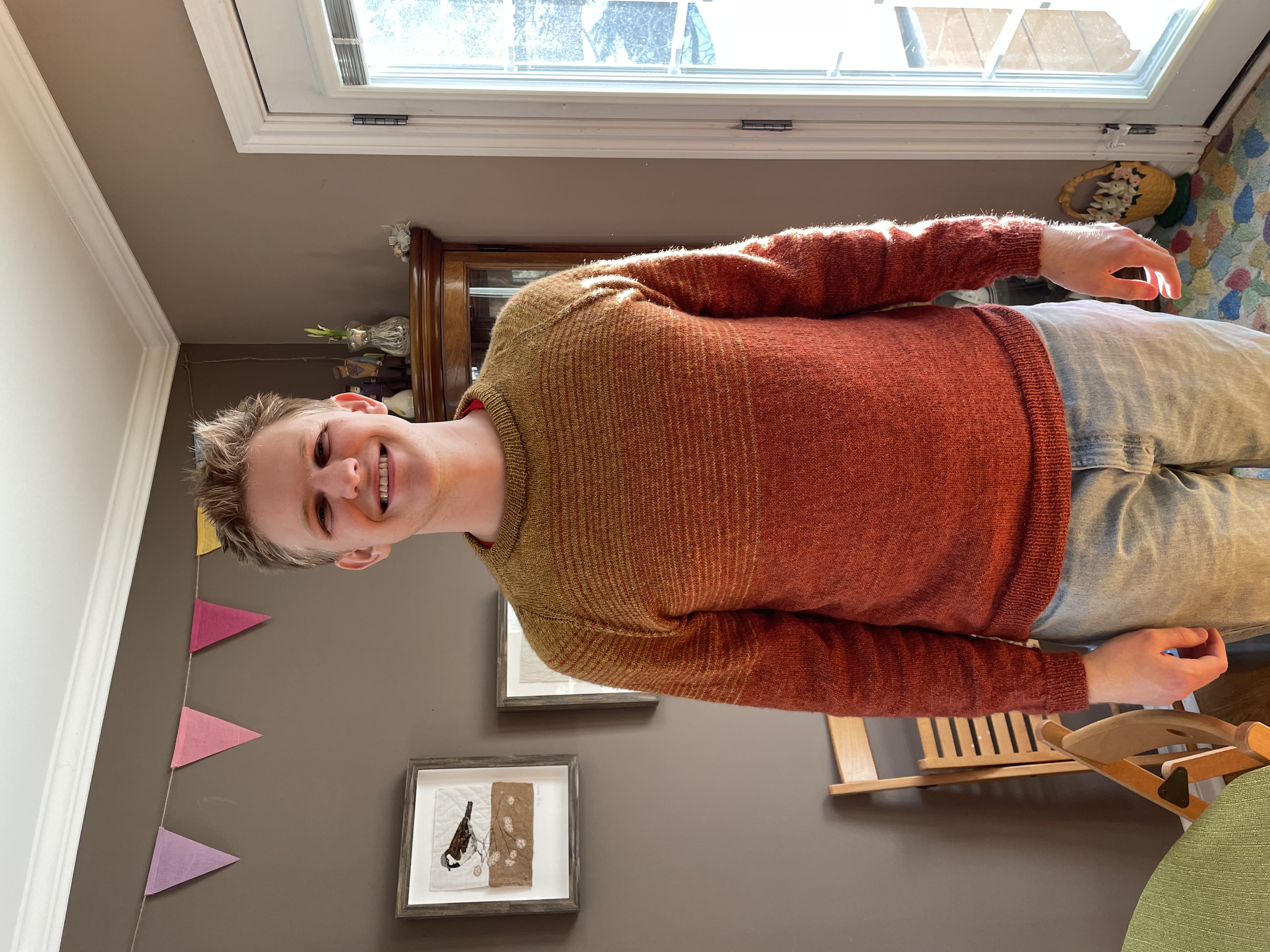 Orange/yellow fade pullover for Parker